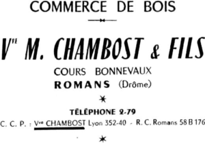 1926 CHAMBOST MATERIAUX Bois