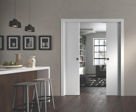 double porte à galandage coulissante