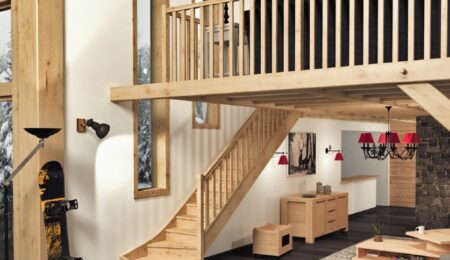 Escalier bois quart tournant