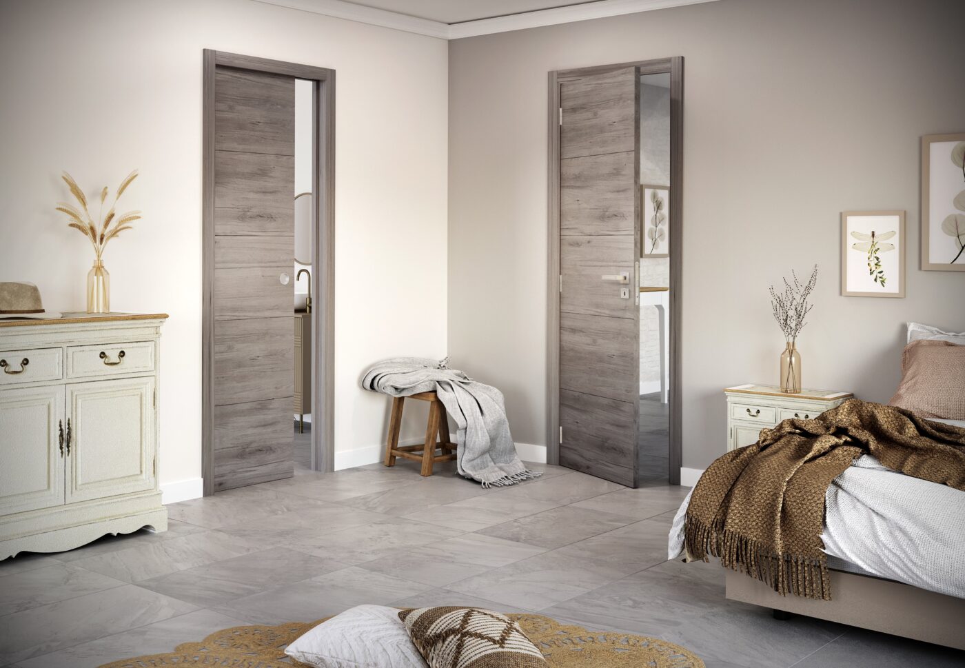 Porte battante et coulissante