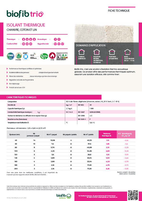 biofib trio fiche technique