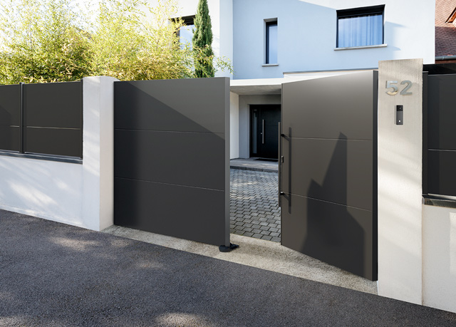 Gamme portails, portail battant aluminium noir
